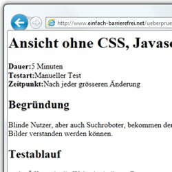 Ansicht der Webseite ohne CSS